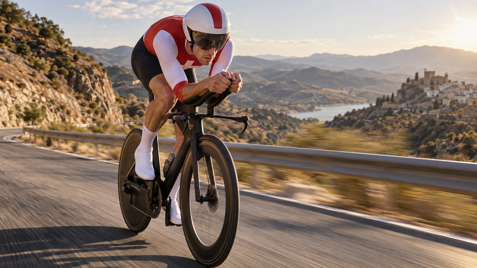 Stefan Küng, ciclista svizzero, alla cronometro della Vuelta (immagine generata)