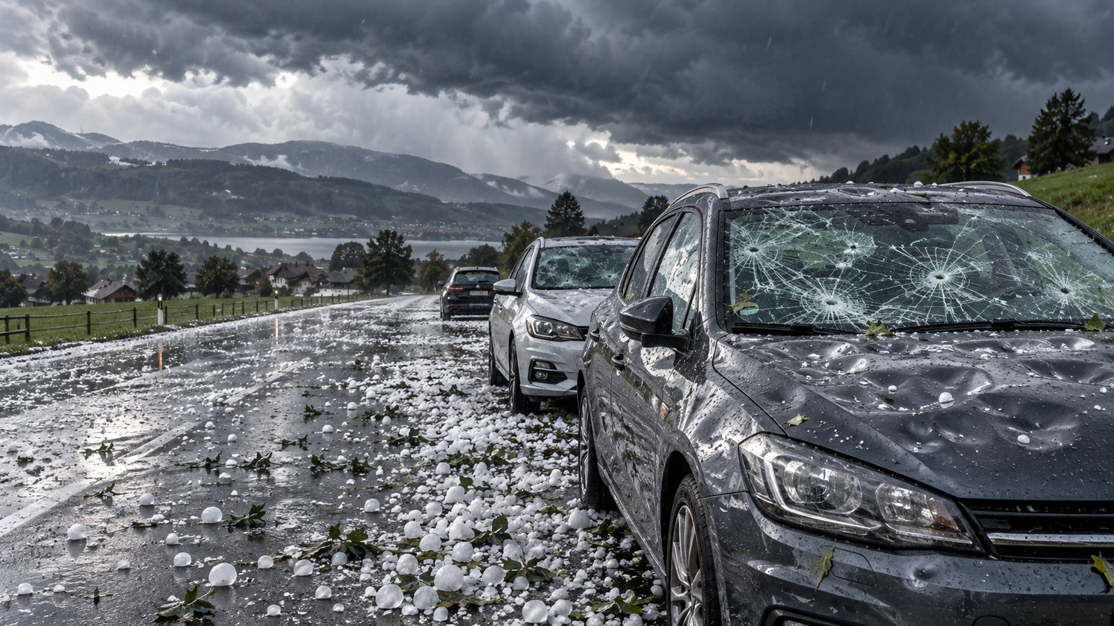 Chicchi di grandine caduti durante una violenta tempesta sull'Altopiano svizzero (foto d'archivio).