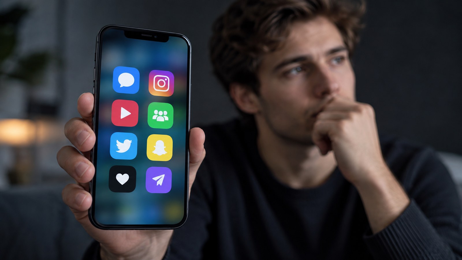 Un giovane concentrato sul proprio smartphone (foto illustrativa)