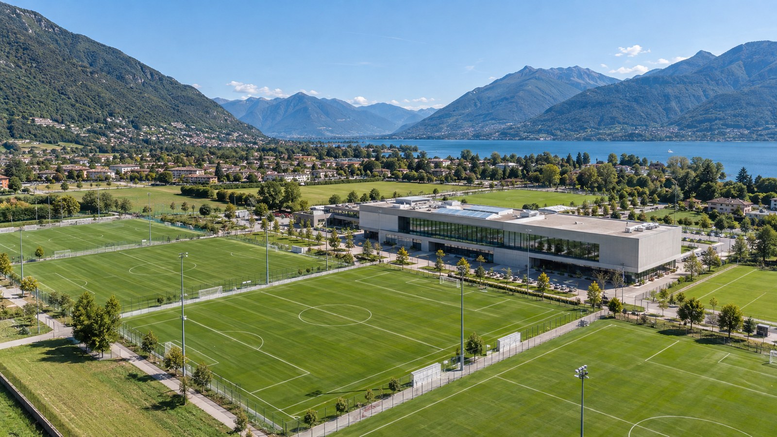 Il nuovo Centro sportivo Al Maglio visto dall'alto (immagine illustrativa generata con IA)