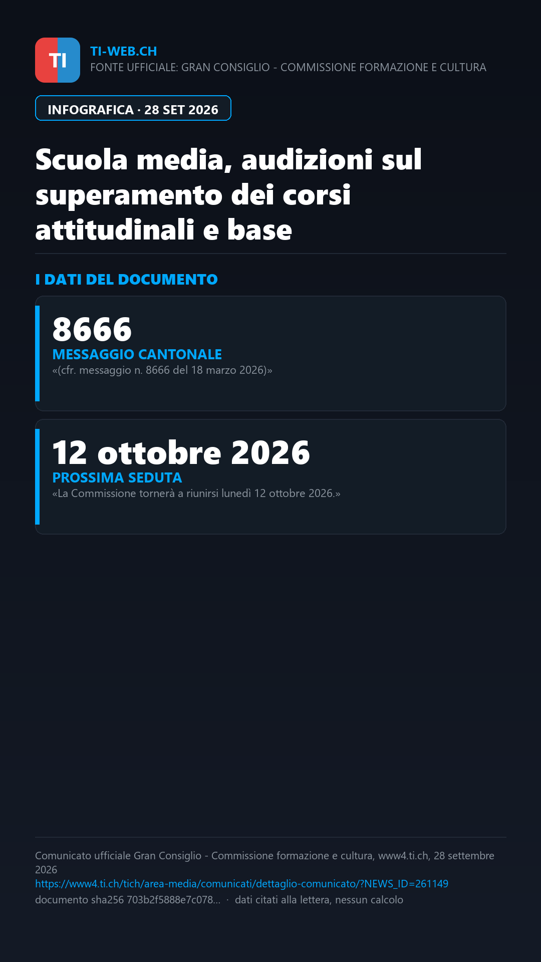 Infografica: Scuola media: audizioni al Gran Consiglio sul superamento dei corsi attitudinali e base