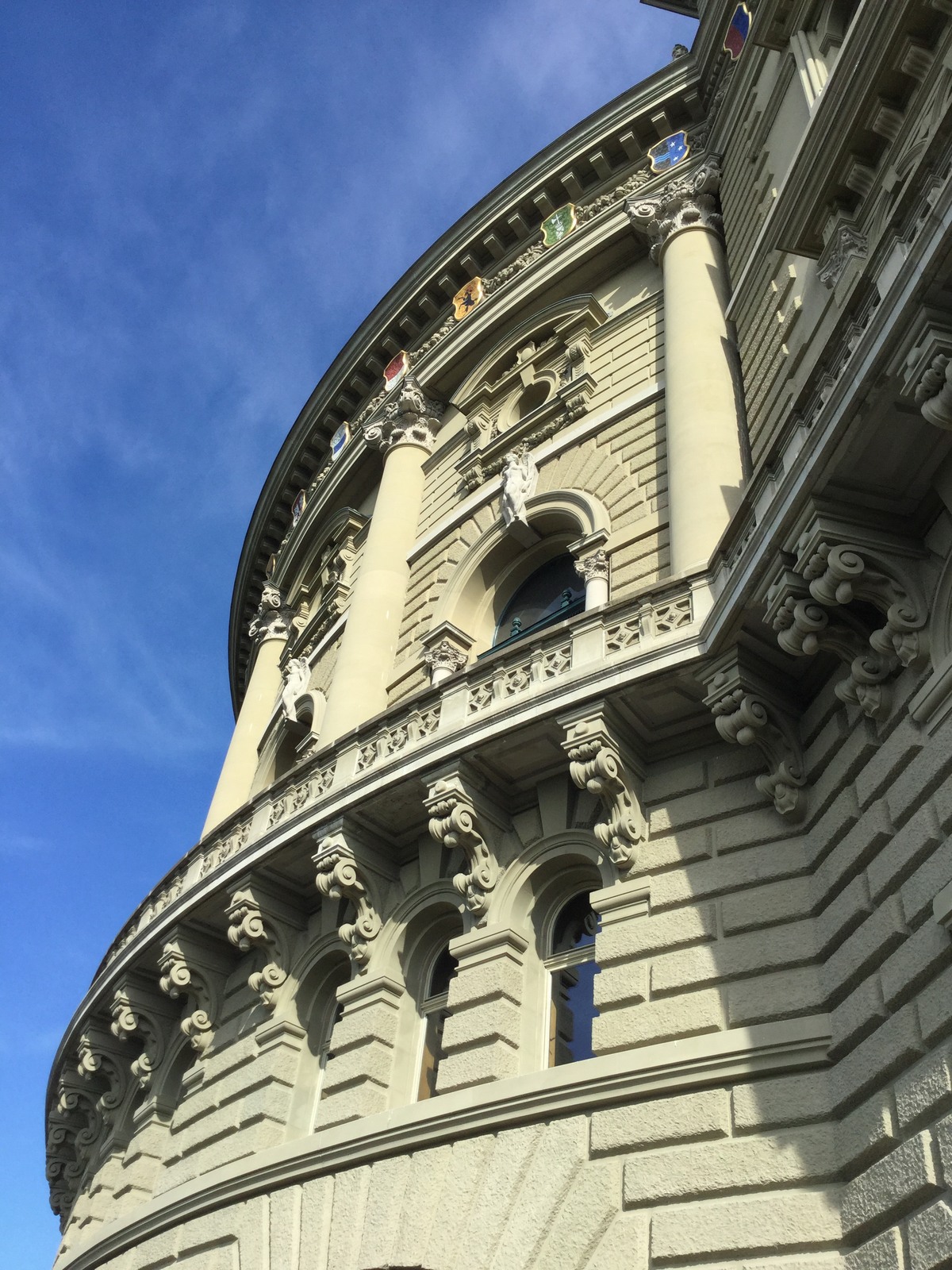 Palazzo federale a Berna, dettaglio della facciata. Foto d’archivio del 25 giugno 2015.