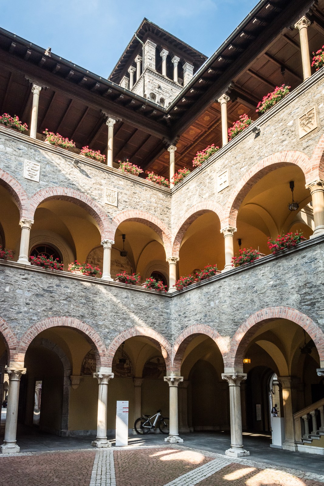 Il cortile di Palazzo Civico a Bellinzona (foto d'archivio 2021)