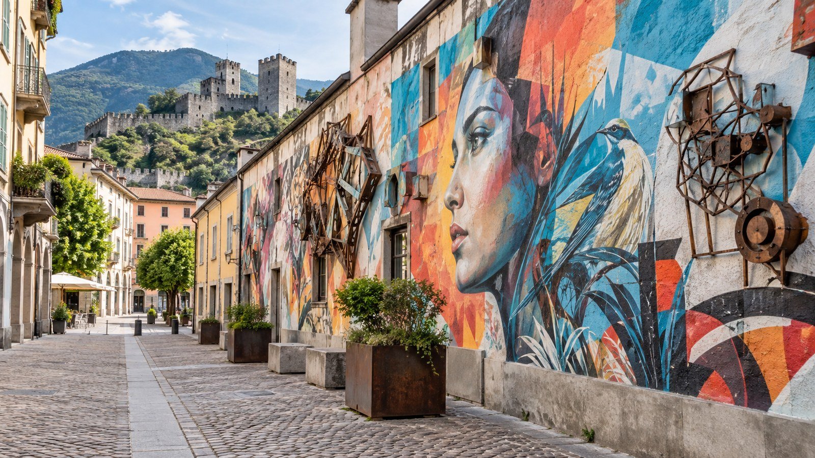 Uno scorcio del centro di Bellinzona, dove nuove opere d'arte urbana valorizzeranno gli spazi pubblici.
