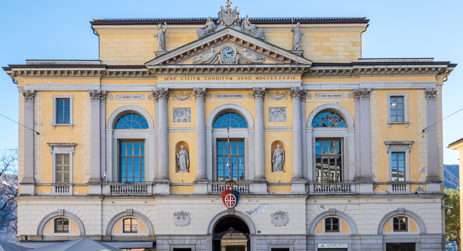 La facciata di Palazzo civico a Lugano, foto d’archivio del 20 febbraio 2026 (ritaglio).