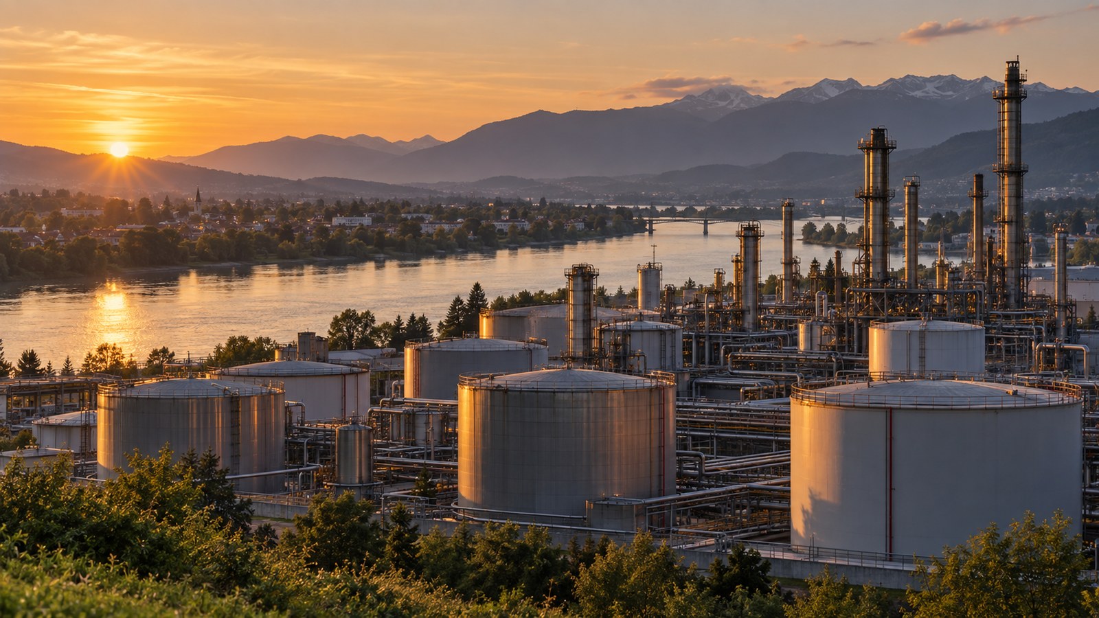 Impianti industriali e serbatoi per la raffinazione e lo stoccaggio di prodotti petroliferi (foto illustrativa)