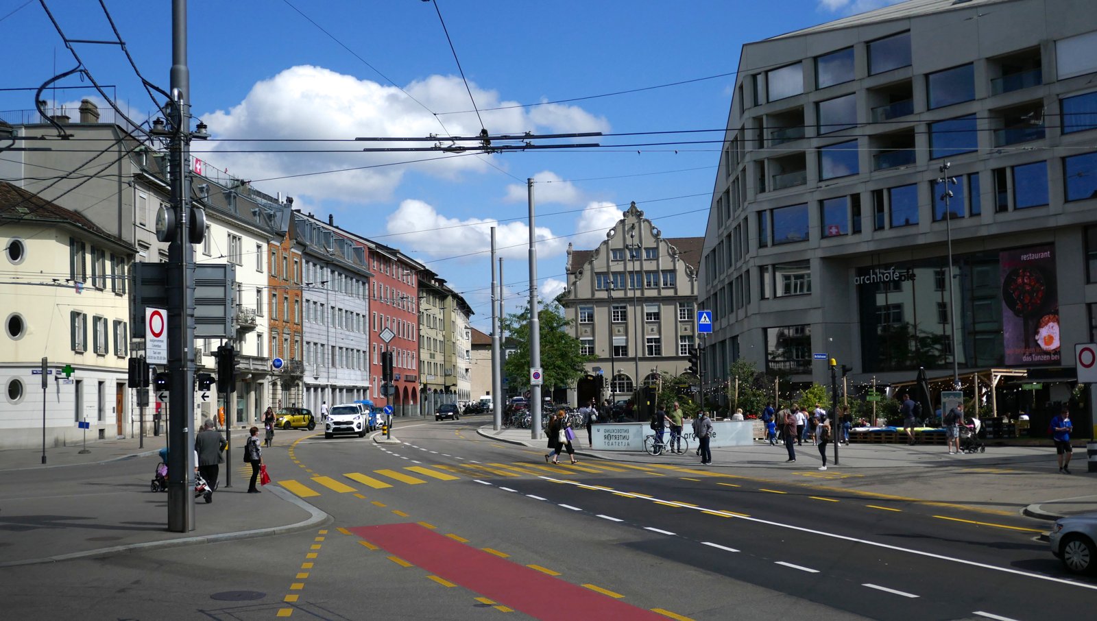La Technikumstrasse a Winterthur, luogo dell'incidente tra il camion e la bicicletta.