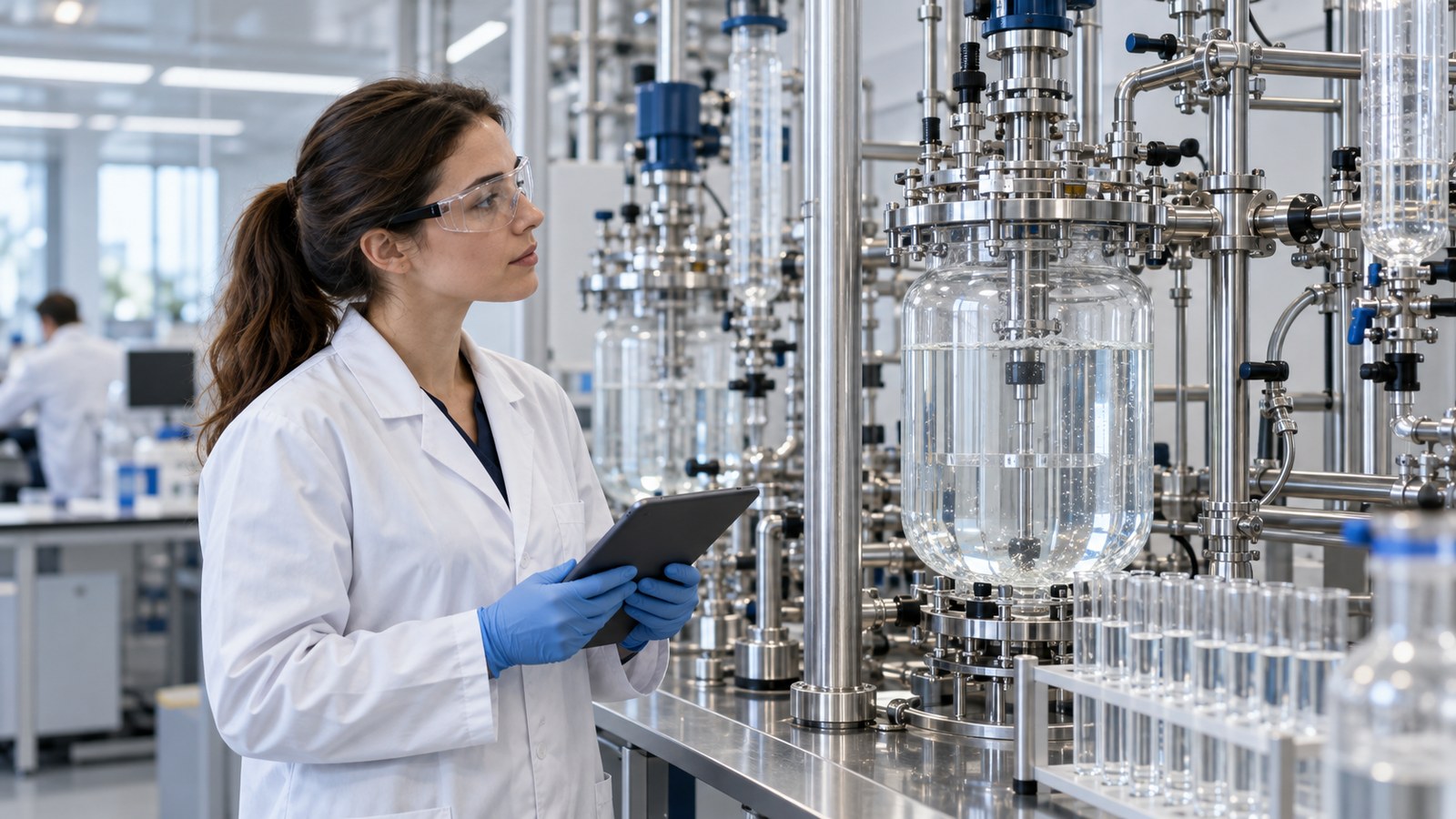 Laboratorio di ricerca chimica per lo sviluppo di carburanti sintetici (immagine illustrativa).