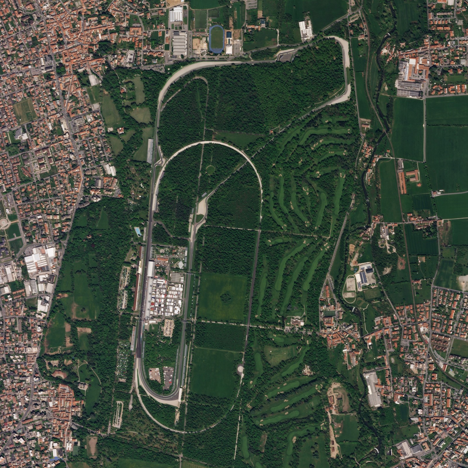 L'Autodromo di Monza visto dal satellite SkySat. Foto d'archivio del 22 aprile 2018; non ritrae la gara dei Barin.