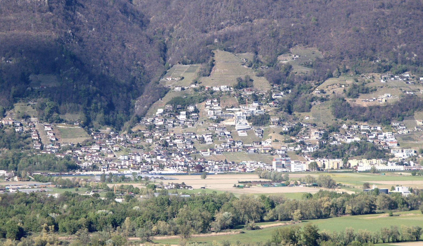 Vista panoramica del Comune di Gordola (foto d'archivio 2015).