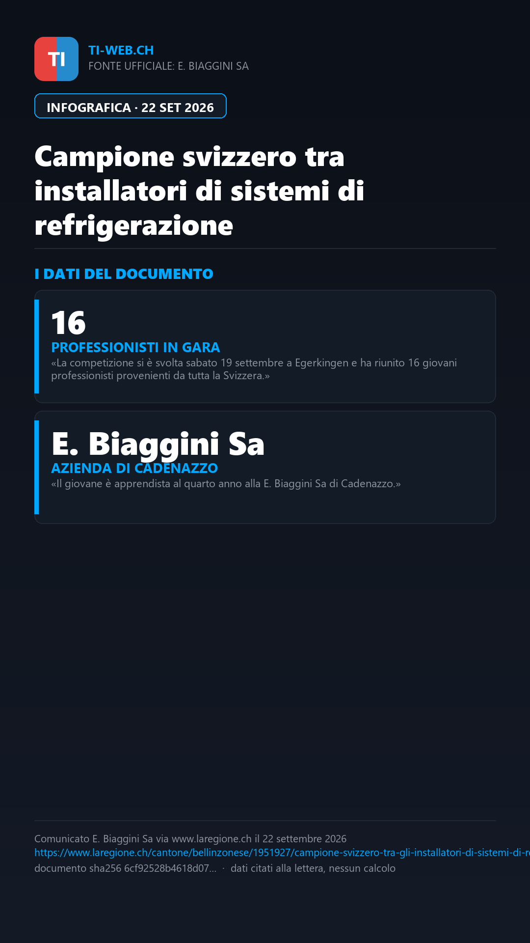Infografica: Ramon D’Angelo è campione svizzero degli installatori di refrigerazione