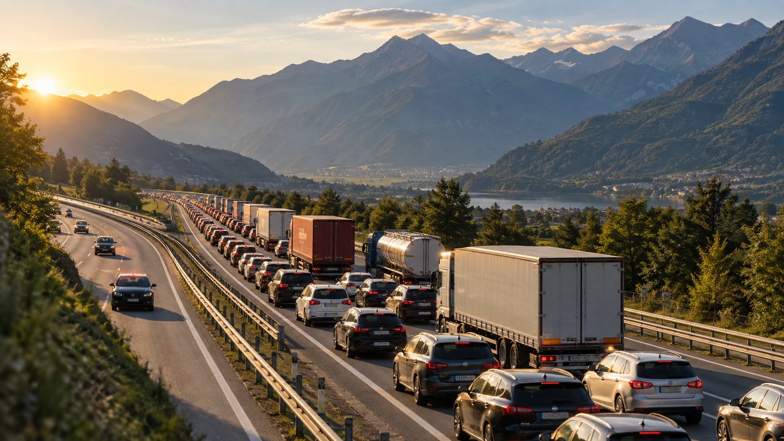 Lunga coda lungo l asse autostradale A2 in Ticino (foto d archivio).