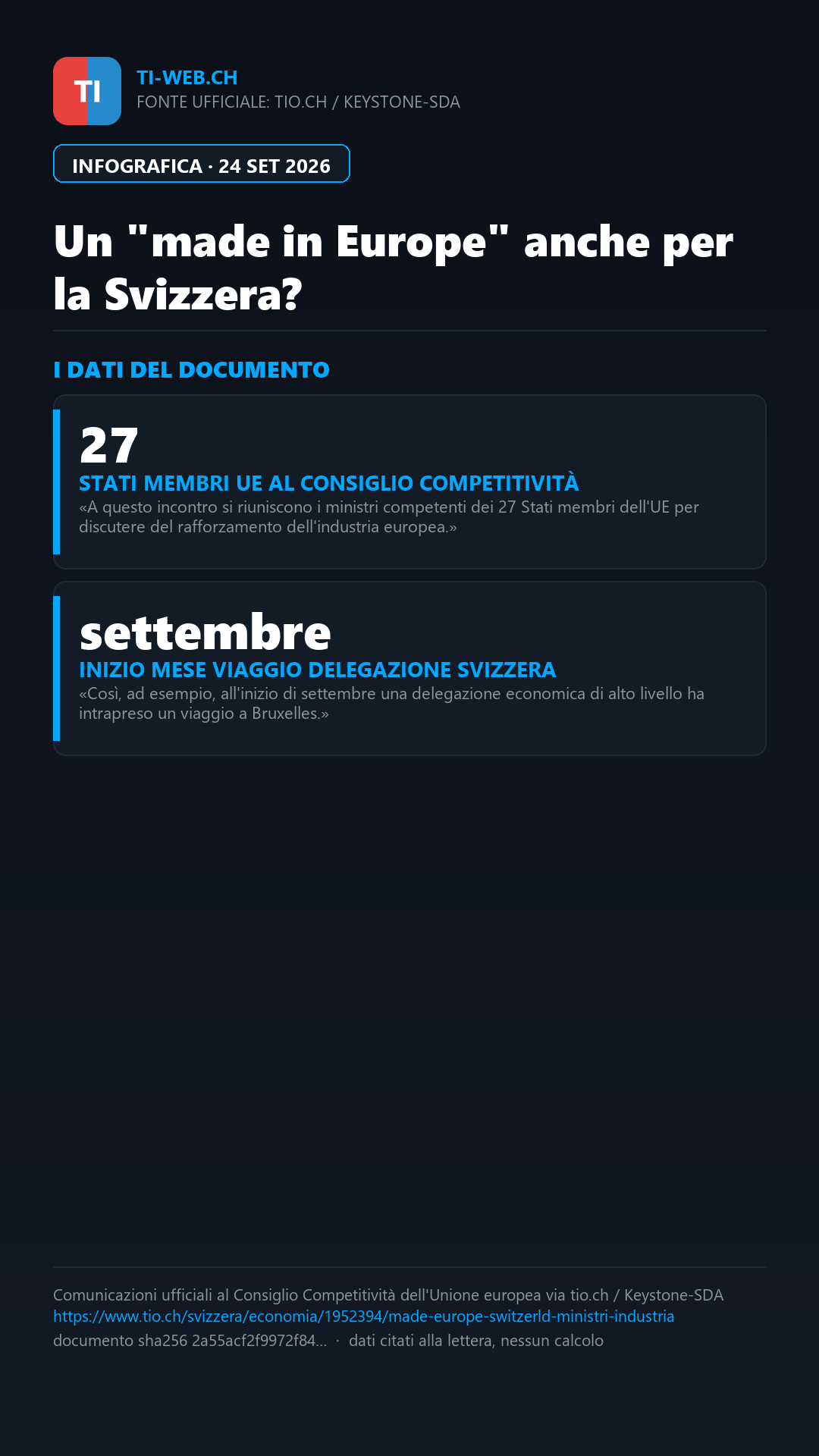 Infografica: Un «made in Europe» anche per la Svizzera? Scontro tra Germania e Francia a Bruxelles