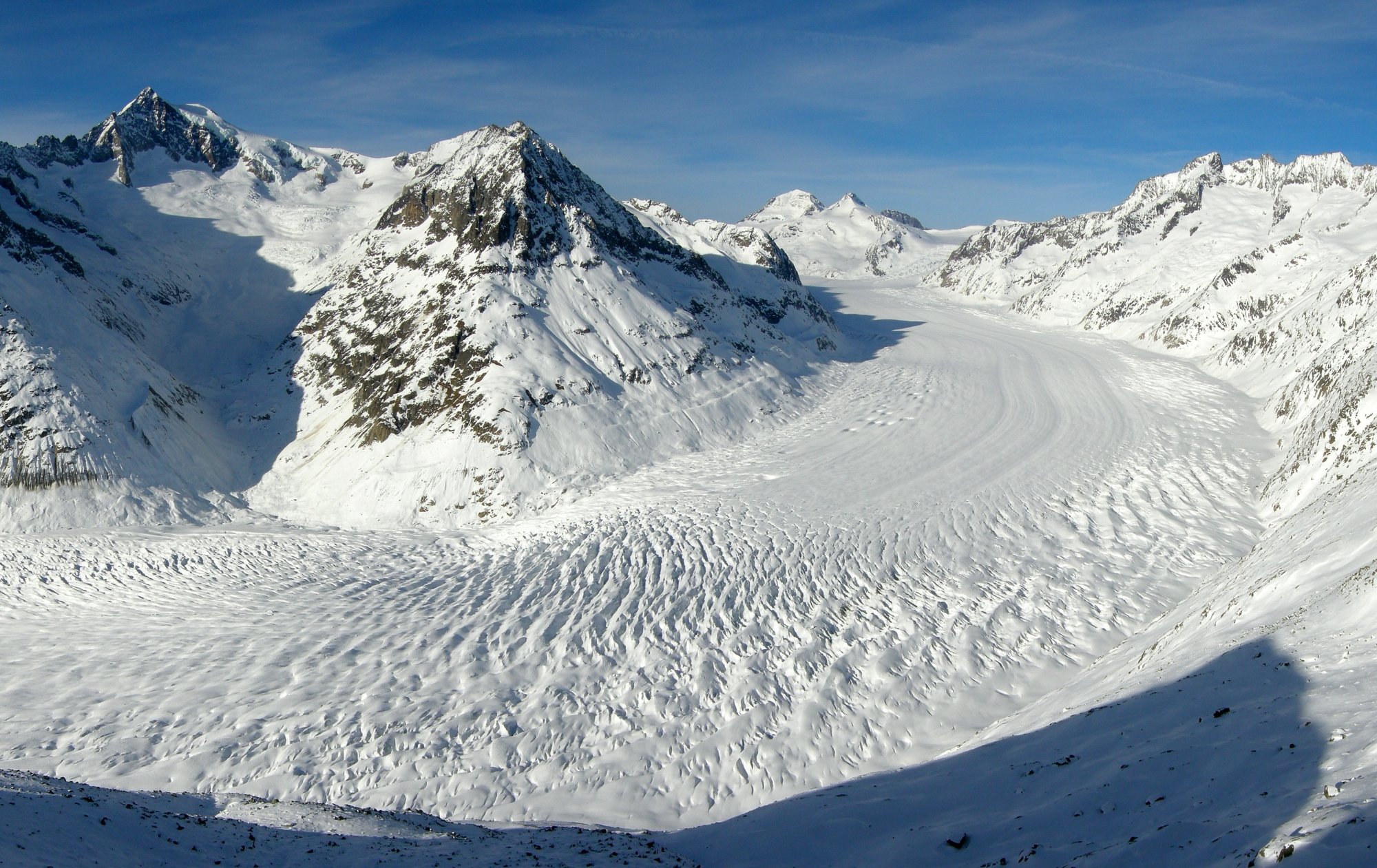 Il ghiacciaio dell'Aletsch e il Konkordiaplatz visti dall'Eggishorn (foto d'archivio)