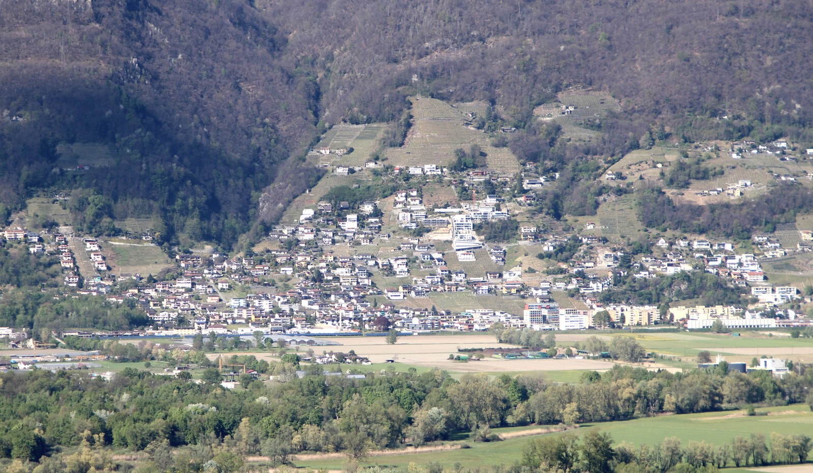 Vista panoramica del Comune di Gordola (foto d'archivio 2015).