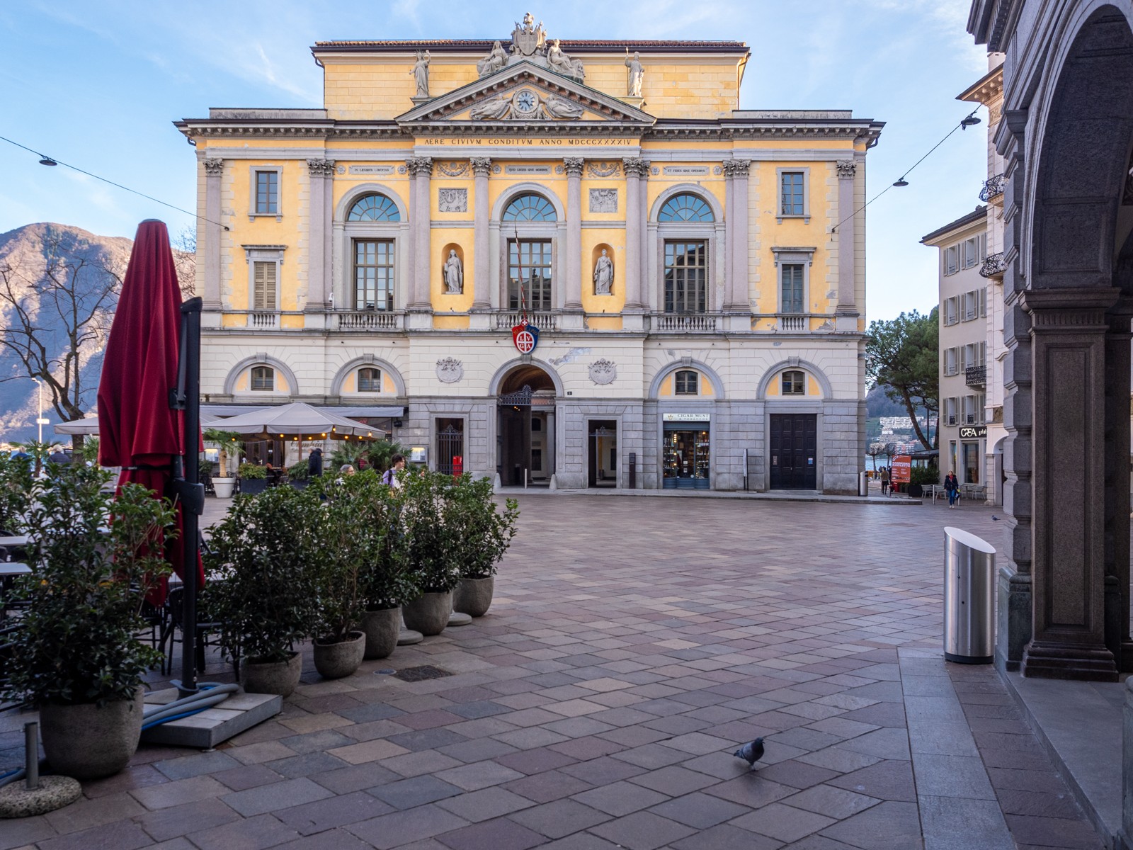 Piazza della Riforma a Lugano, foto d’archivio del febbraio 2026. Immagine di contesto, non del corteo.