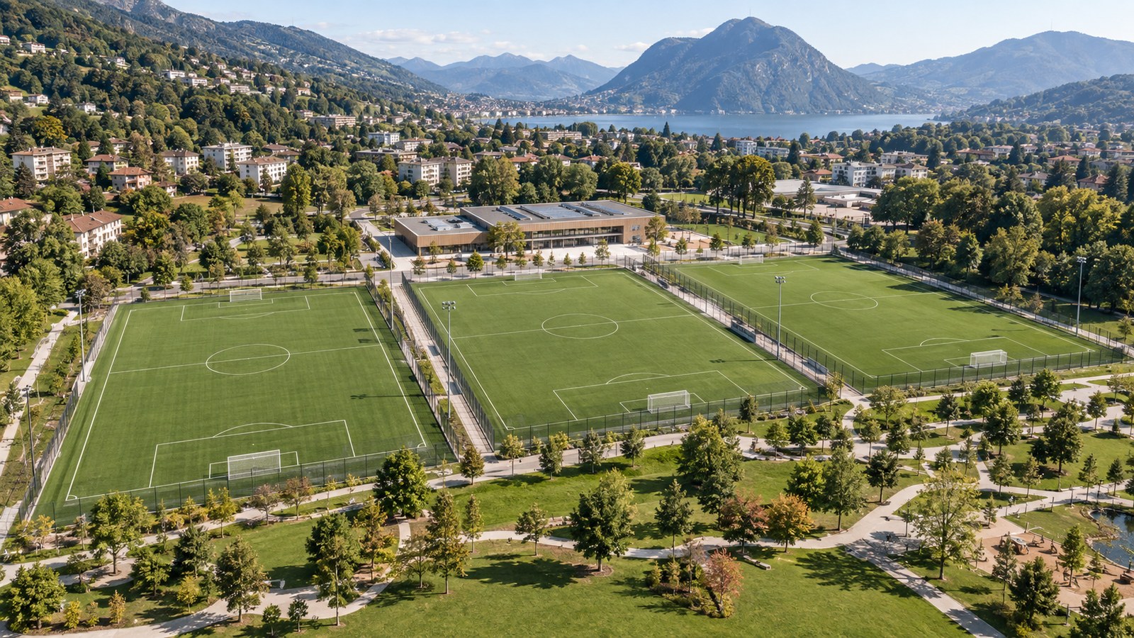 Il comparto sportivo e ricreativo al Maglio tra Lugano e Canobbio.