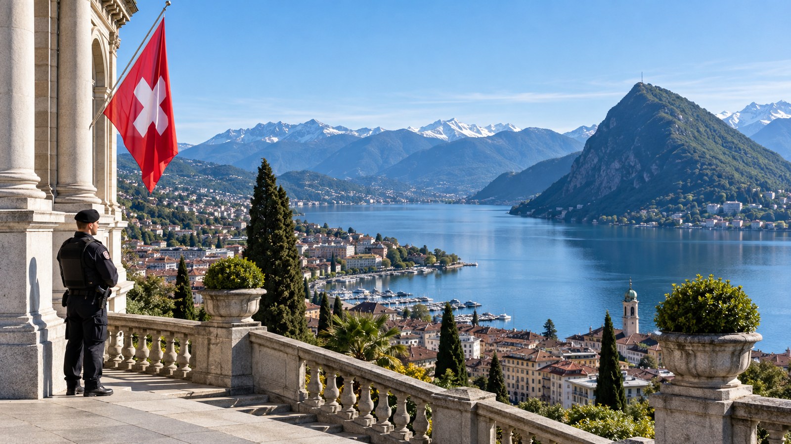 Vista panoramica di Lugano e del Ceresio, sede della Conferenza ministeriale OSCE 2026.