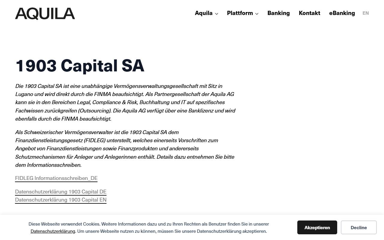 Anteprima del sito: 1903 Capital SA