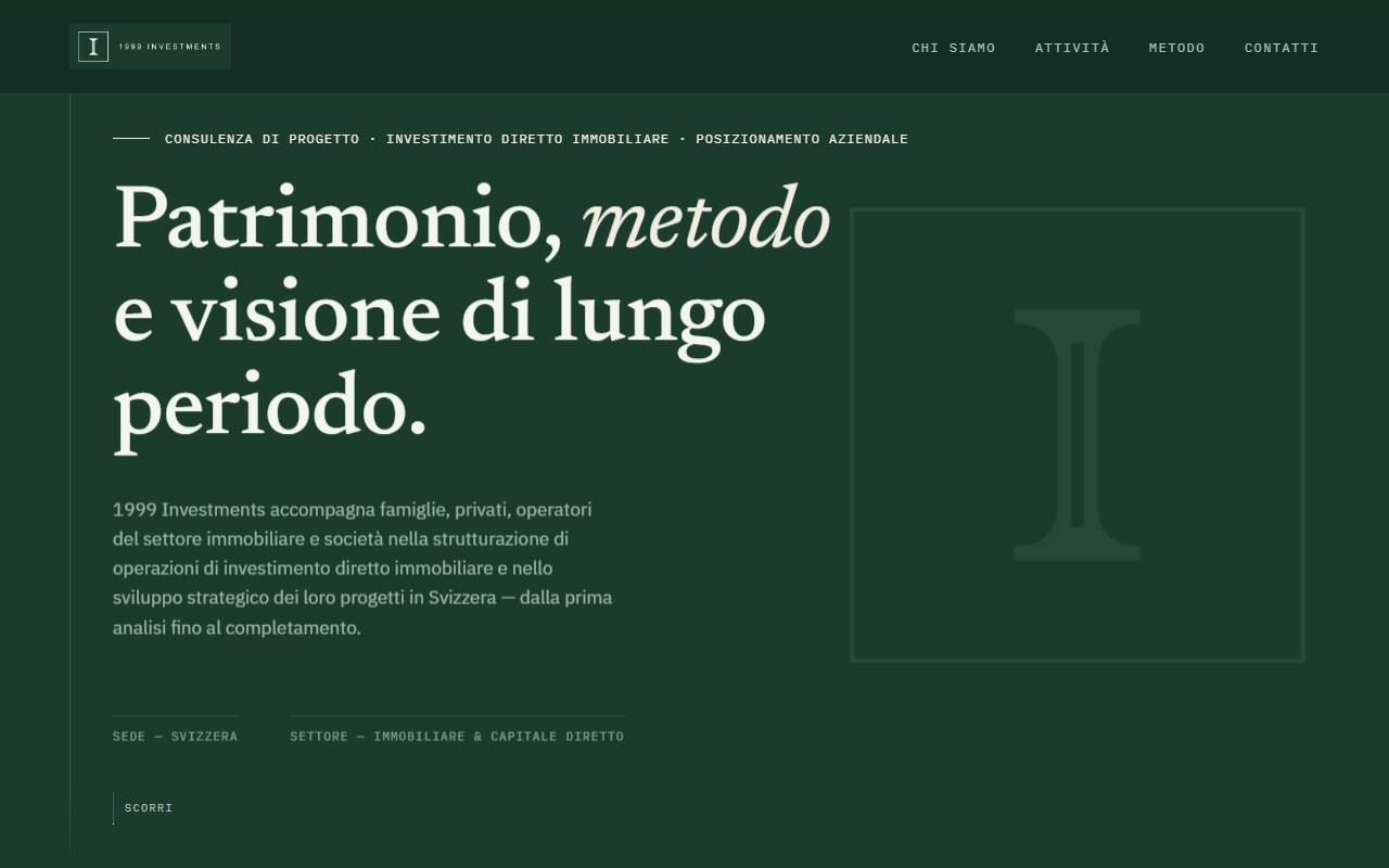 Anteprima del sito: 1999 Investments Sagl
