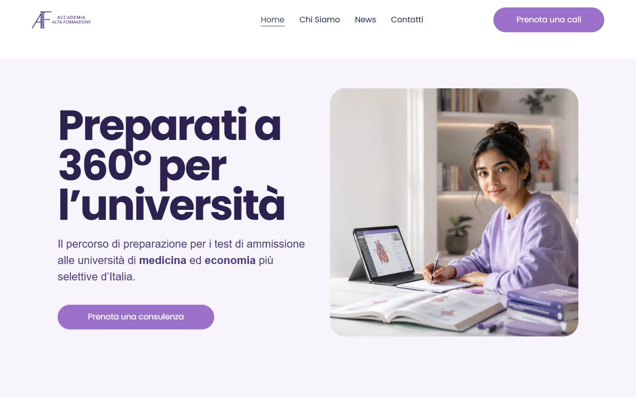 Anteprima del sito: Accademia Alta Formazione Sagl