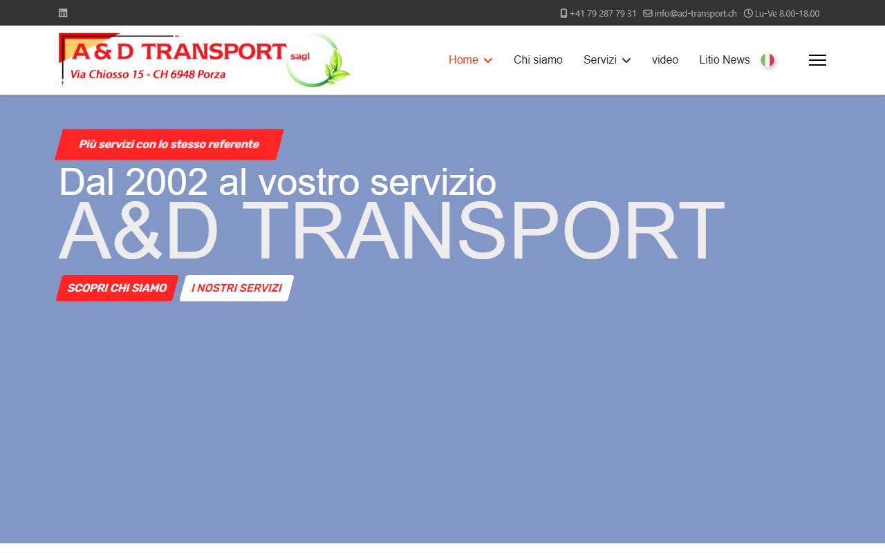 Anteprima del sito: A & D Transport Sagl