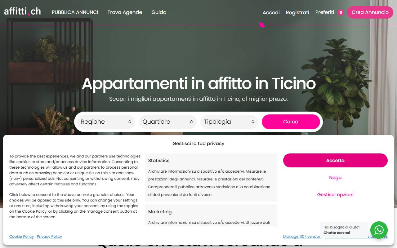 Anteprima del sito: affitti.ch di Müller