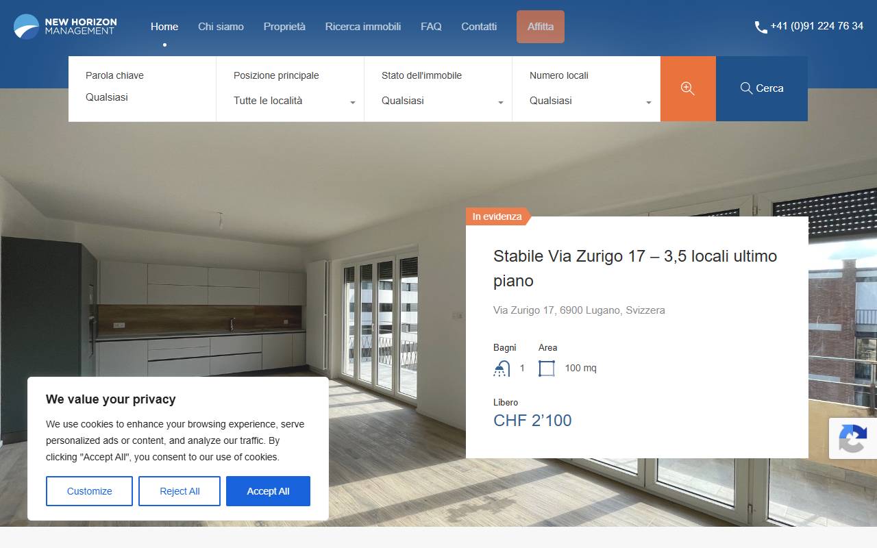 Anteprima del sito: NEW HORIZON MANAGEMENT SA