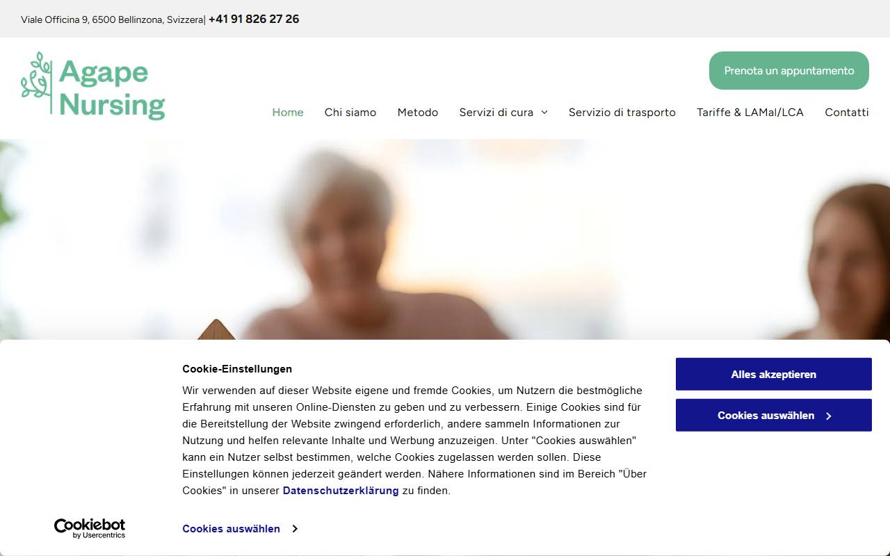 Anteprima del sito: AGAPE NURSING SAGL