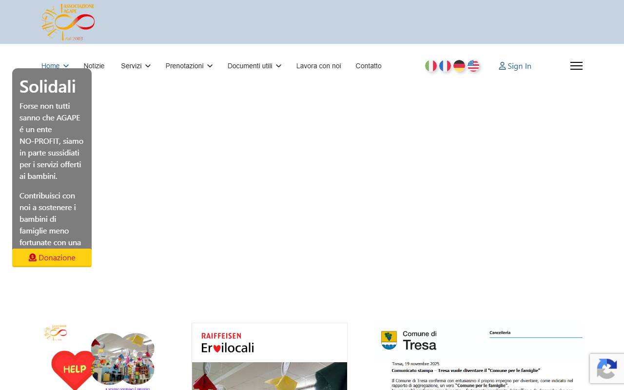 Anteprima del sito: Associazione AGAPE