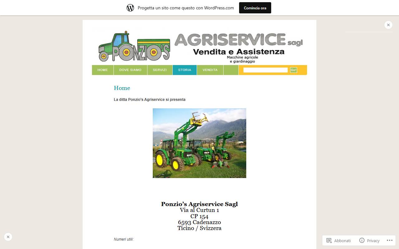 Anteprima del sito: Ponzio's Agriservice Sagl