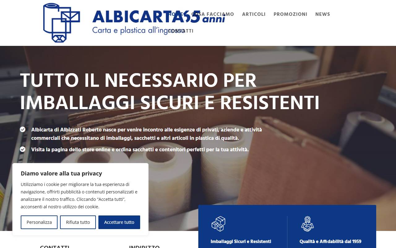 Anteprima del sito: Albicarta di Albizzati Roberto