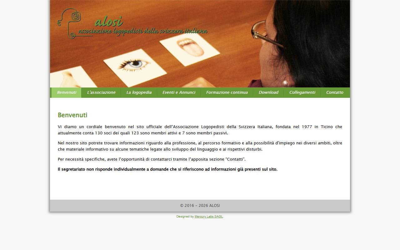 Anteprima del sito: Associazione Logopedisti della Svizzera Italiana (ALOSI)