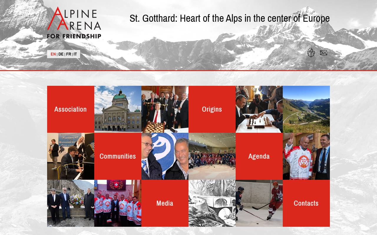 Anteprima del sito: Alpine Arena for Friendship per la promozione della Regione San Gottardo