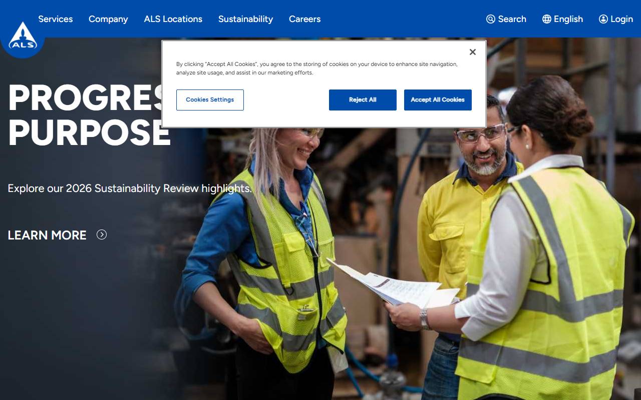 Anteprima del sito: ALS Inspection UK Limited, Prescot, Succursale di Coldrerio