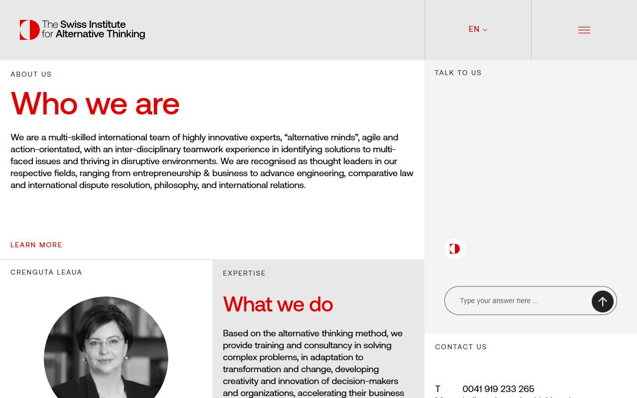 Anteprima del sito: The Swiss Institute for Alternative Thinking Sagl