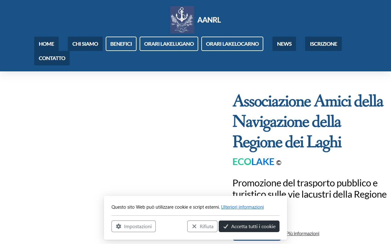 Anteprima del sito: Associazione Amici della Navigazione della regione dei Laghi