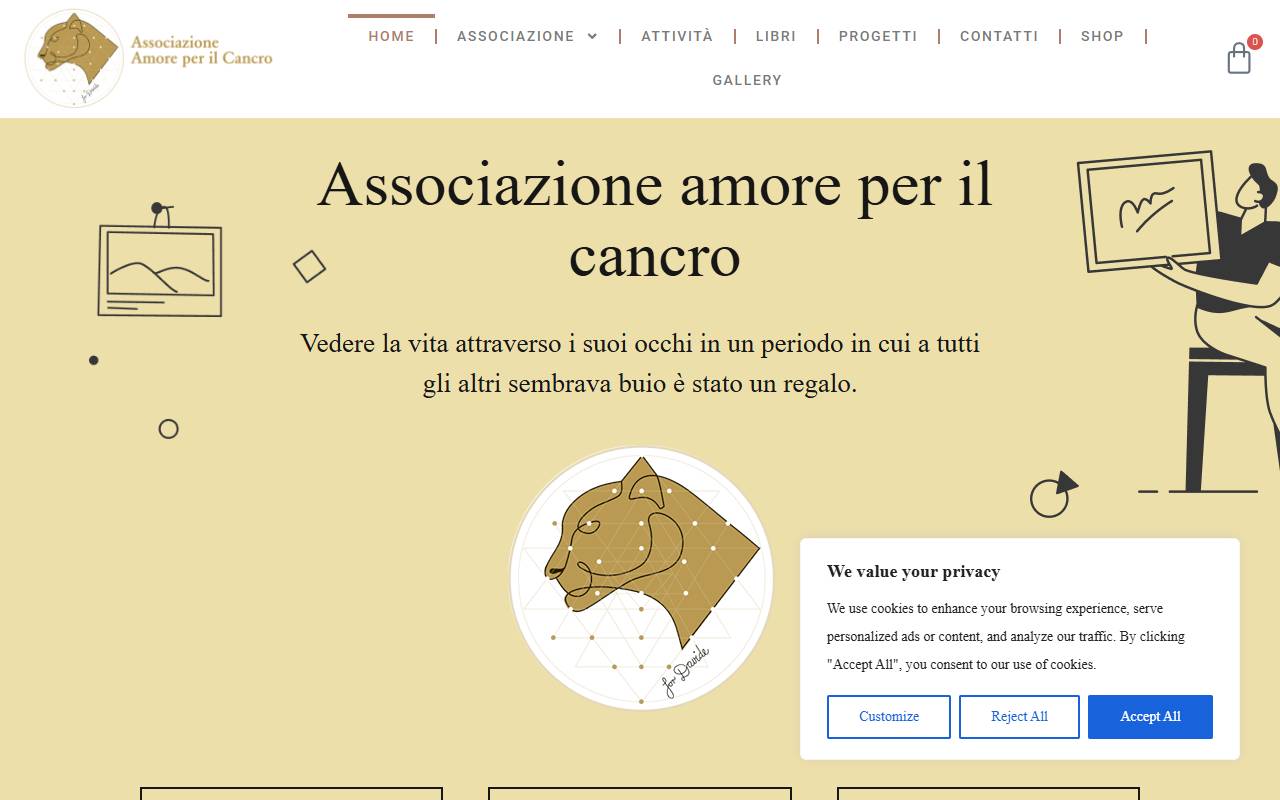 Anteprima del sito: Amore per il cancro