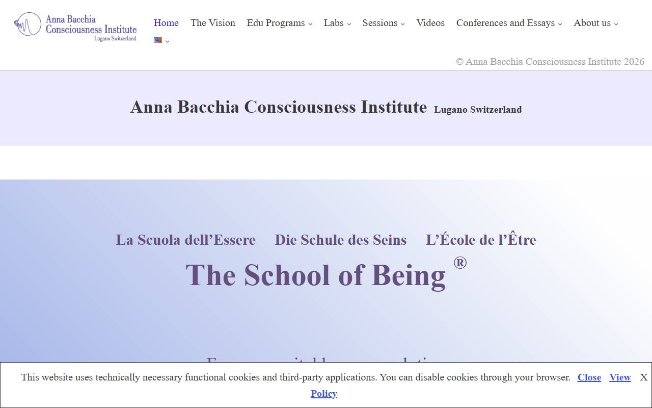 Anteprima del sito: Anna Bacchia Consciousness Institute SAGL