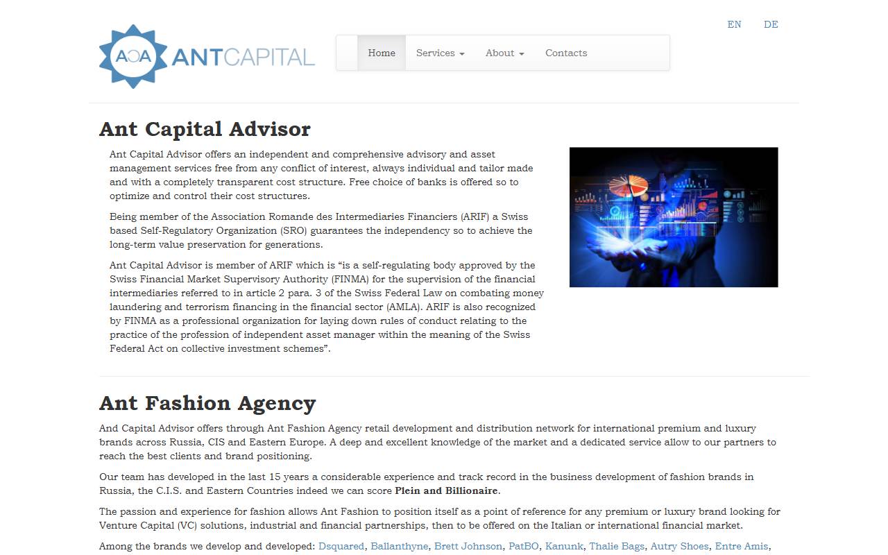 Anteprima del sito: Ant Capital Advisor SA
