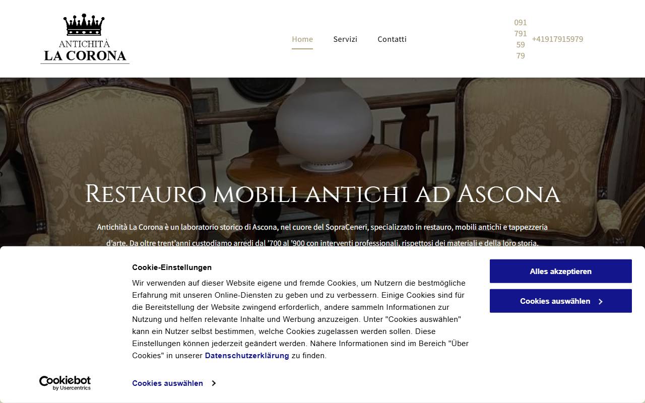 Anteprima del sito: Antichità La Corona di Mauro, Daniela e Mal Masini