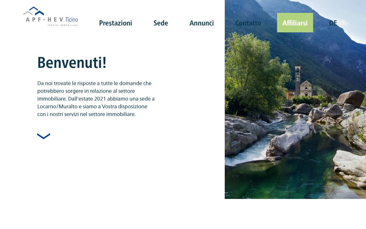 Anteprima del sito: APF-HEV Ticino servizi immobiliari Sagl