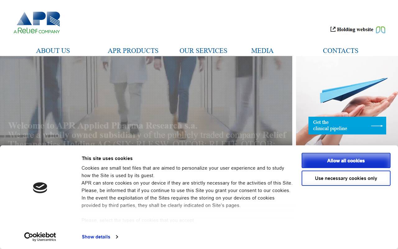 Anteprima del sito: APR Applied Pharma Research SA