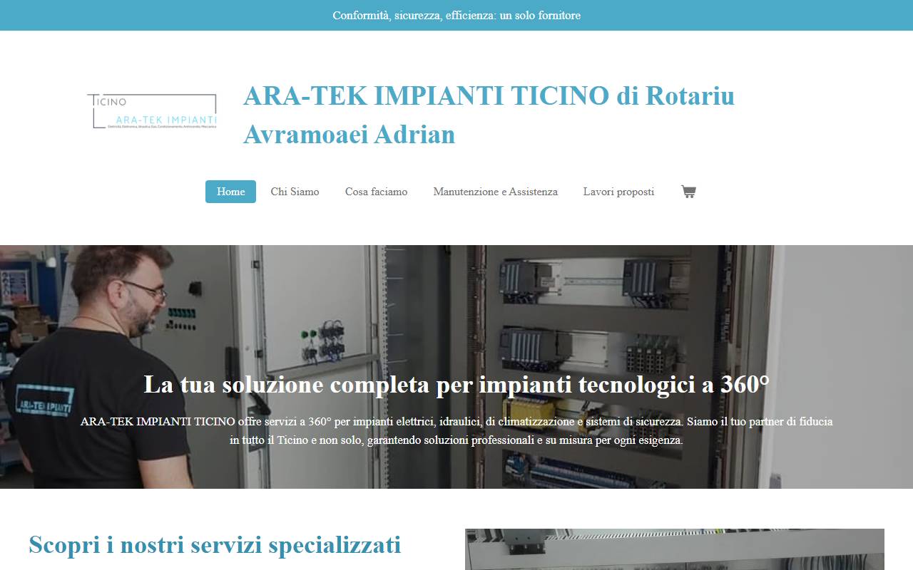Anteprima del sito: ARA-TEK IMPIANTI TICINO di ROTARIU AVRAMOAEI ADRIAN