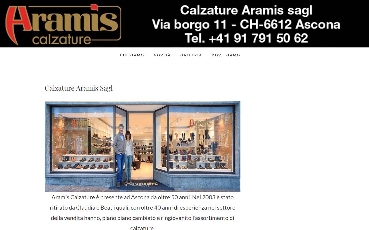 Anteprima del sito: Calzature Aramis Sagl