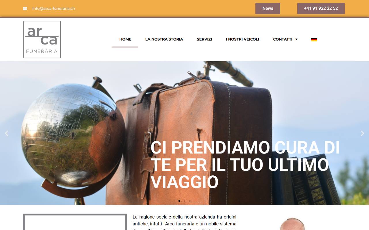 Anteprima del sito: ARCA FUNERARIA Sagl