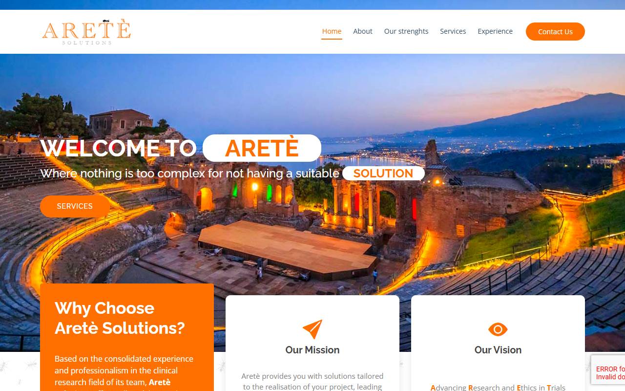 Anteprima del sito: Aretè Solutions Sagl