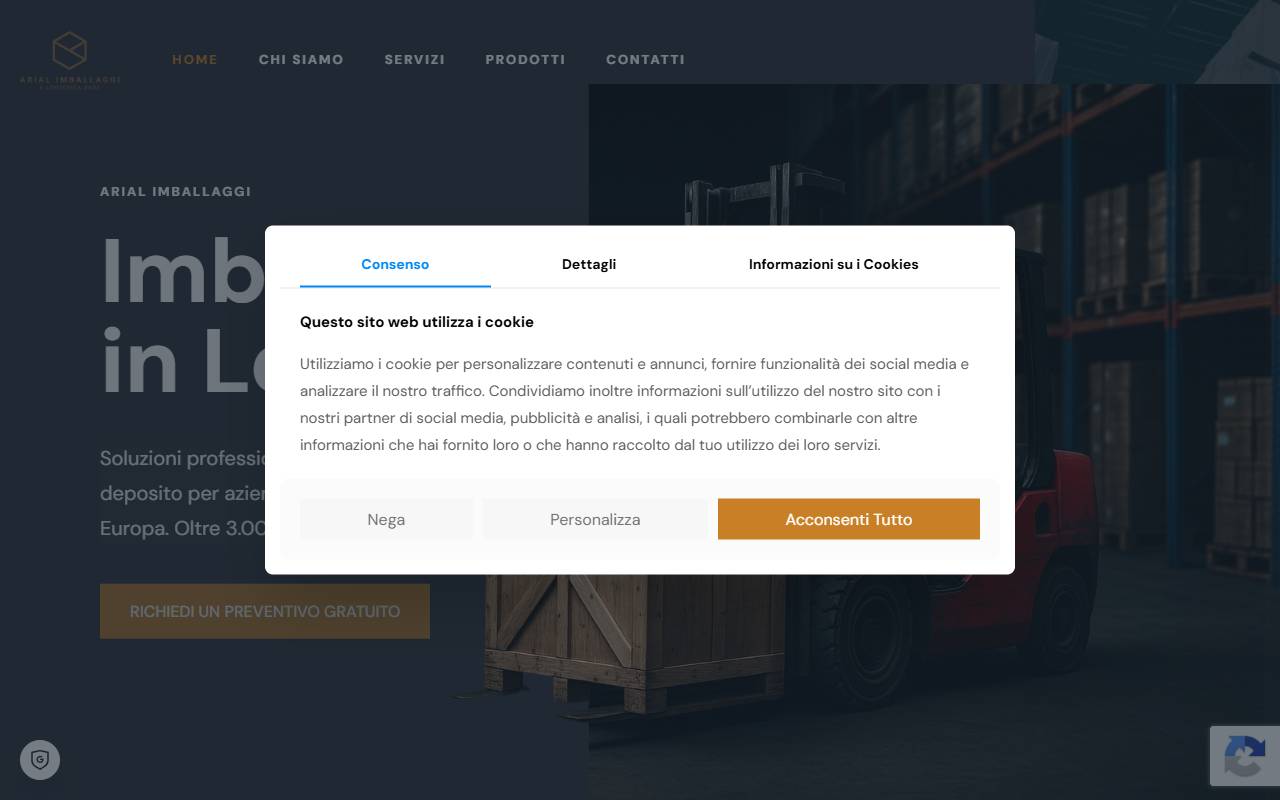 Anteprima del sito: ARIAL IMBALLAGGI E LOGISTICA SAGL
