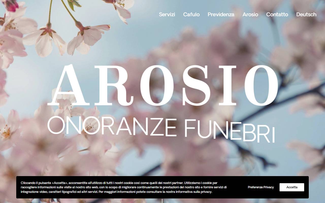 Anteprima del sito: ONORANZE FUNEBRI AROSIO SA