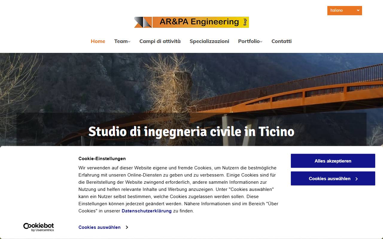 Anteprima del sito: AR&PA ENGINEERING SAGL
